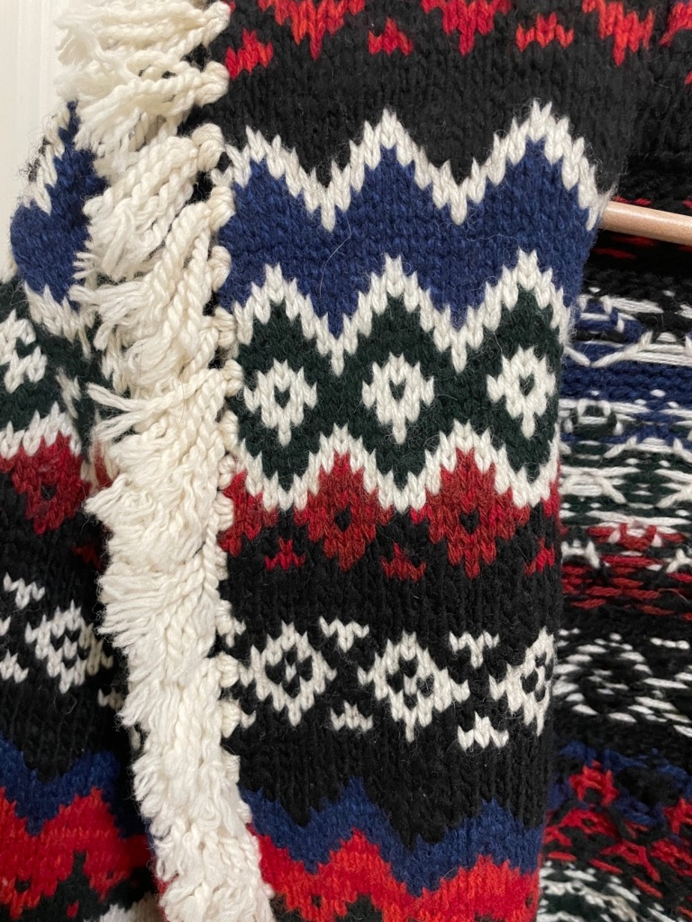 Polo by Ralph Lauren Black, White, Red & Navy Fair Isle Shawl Cardigan - Picture 4 of 16